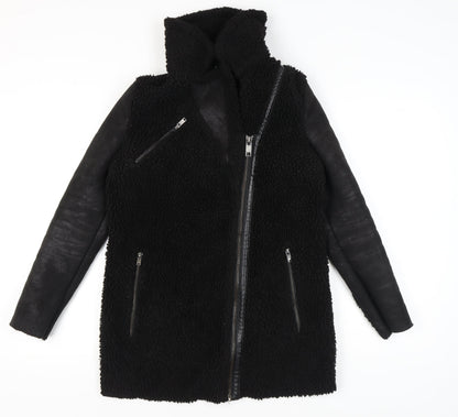 Womens UK Size XS Only Black Biker Coat