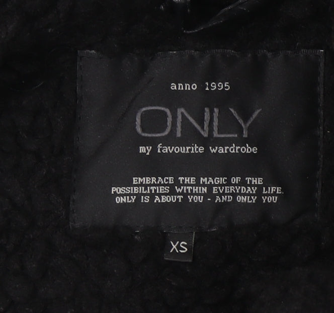Womens UK Size XS Only Black Biker Coat