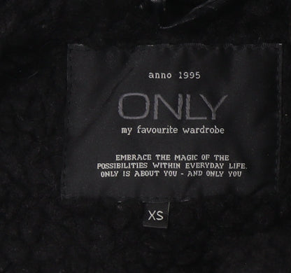 Womens UK Size XS Only Black Biker Coat
