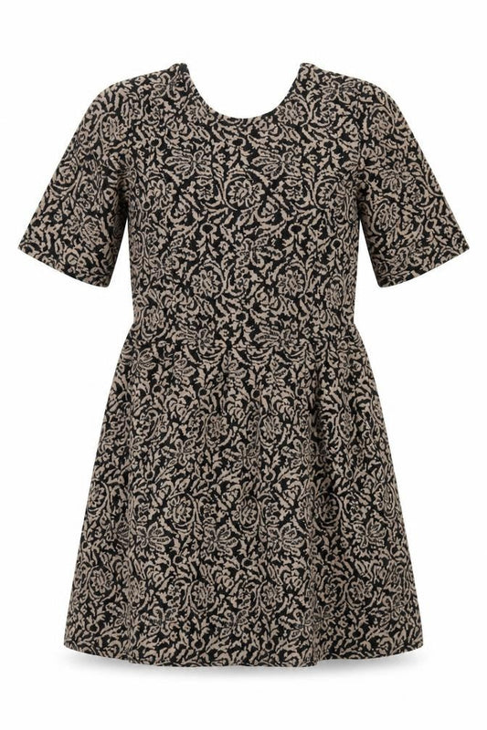 Front view of Cooperative Women's Black Floral V-Neck Dress M