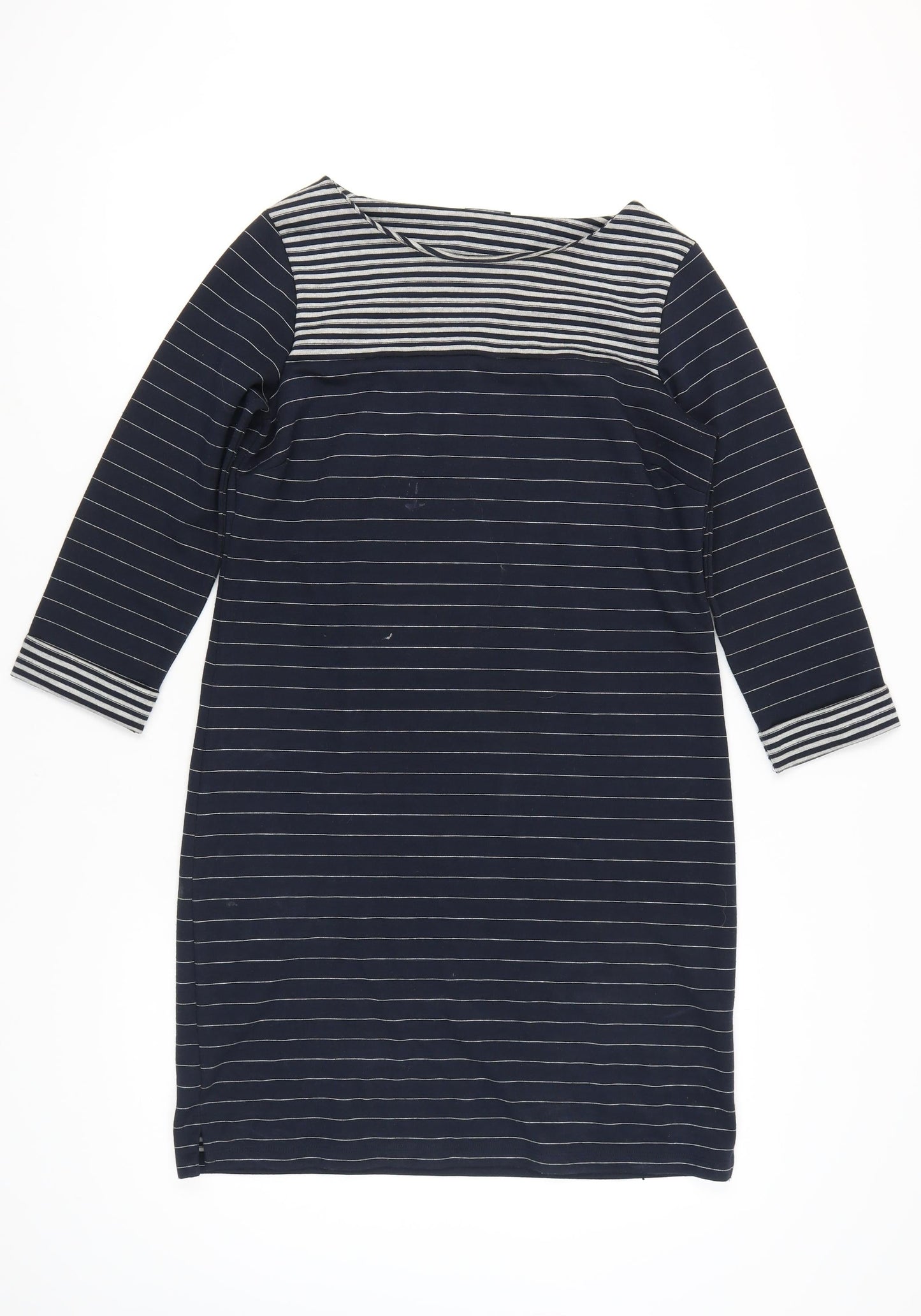 Roman Women's Navy Cotton Striped Shift Dress