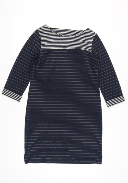 Roman Women's Navy Cotton Striped Shift Dress
