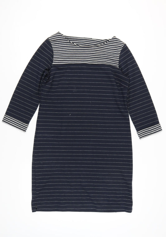 Roman Women's Navy Cotton Striped Shift Dress