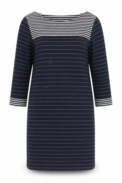 Roman Women's Navy Cotton Striped Shift Dress