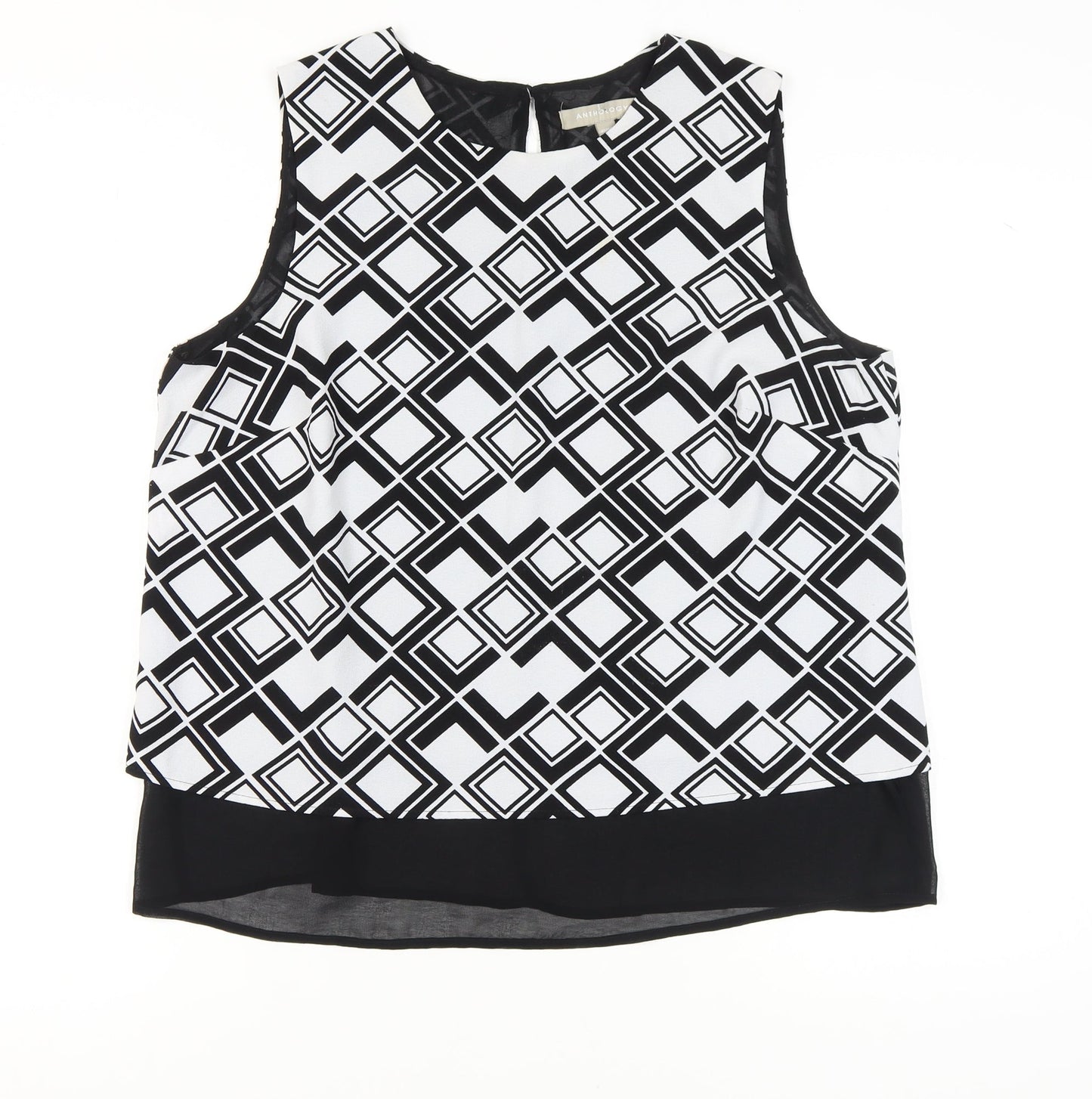 Anthology Women's Black Geometric Blouse Sleeveless UK 18