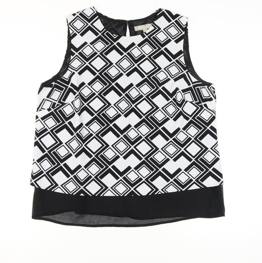 Anthology Women's Black Geometric Blouse Sleeveless UK 18