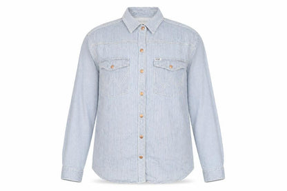 Wrangler Women's Blue Striped Button-Up Shirt S