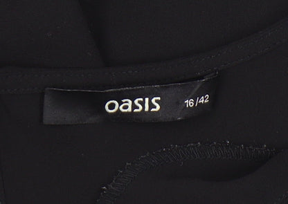 Womens UK Size 16 Oasis Black Basic Blouse