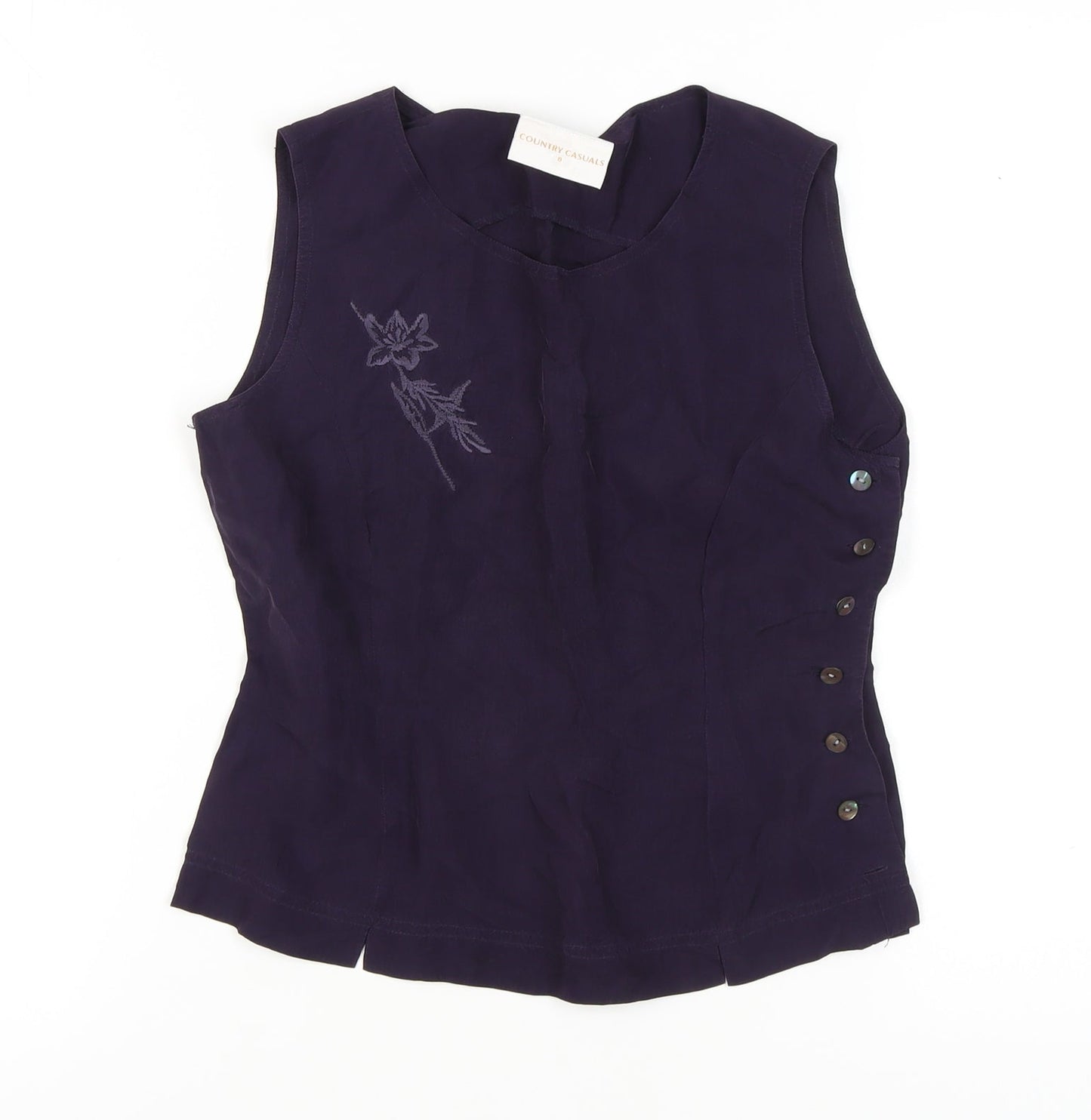 Womens UK Size 8 Country Casuals Purple Basic Blouse