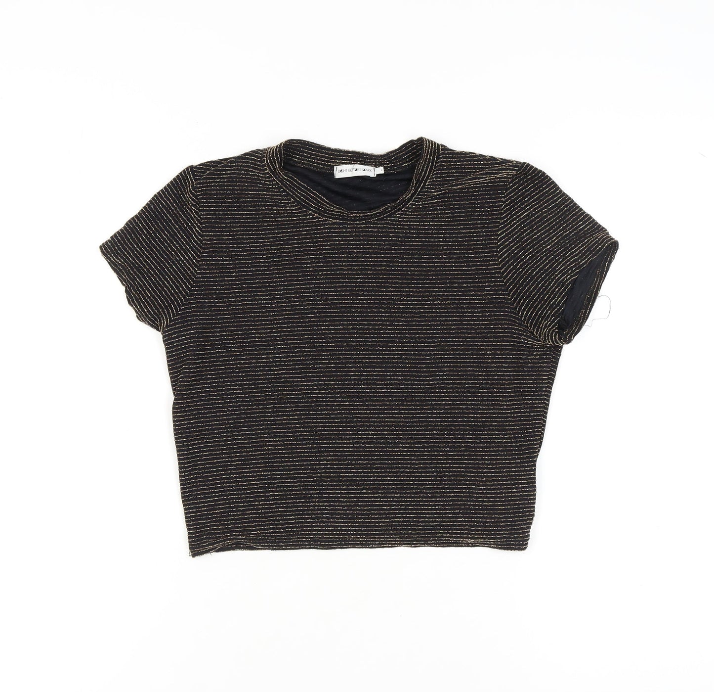 Womens UK Size L Light Before Dark Black Cropped T-Shirt