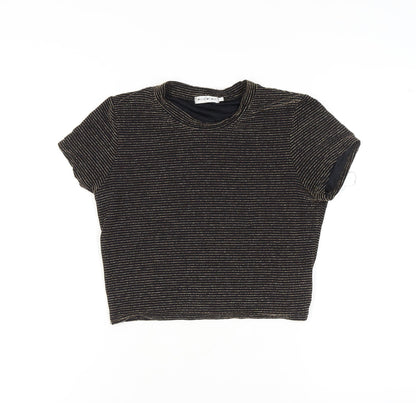 Womens UK Size L Light Before Dark Black Cropped T-Shirt