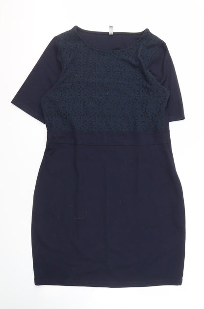 Soyaconcept Women Blue Sheath Dress, 2XL, Classic Style