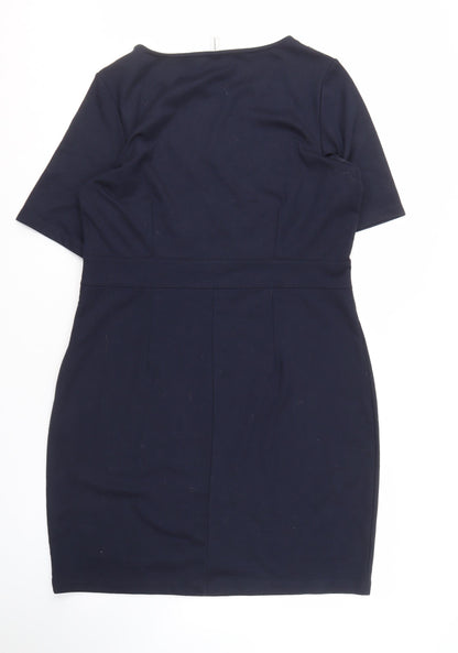 Soyaconcept Women Blue Sheath Dress, 2XL, Classic Style