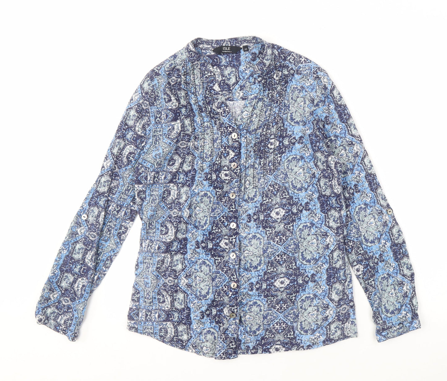 Womens UK Size 10 Isle Essentials Blue Basic Blouse