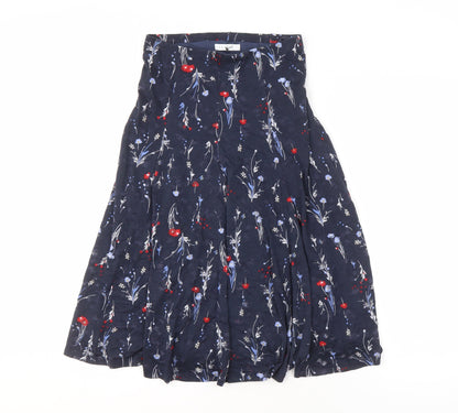 Marks and Spencer Women's Blue Pleated Floral Skirt - Size 6