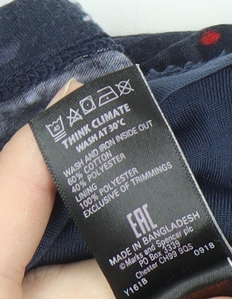 Marks and Spencer Women's Blue Pleated Floral Skirt - Size 6