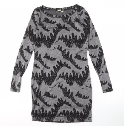 French Connection Women's Grey Black Shift Dress Size 12