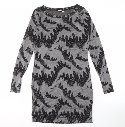French Connection Women's Grey Black Shift Dress Size 12