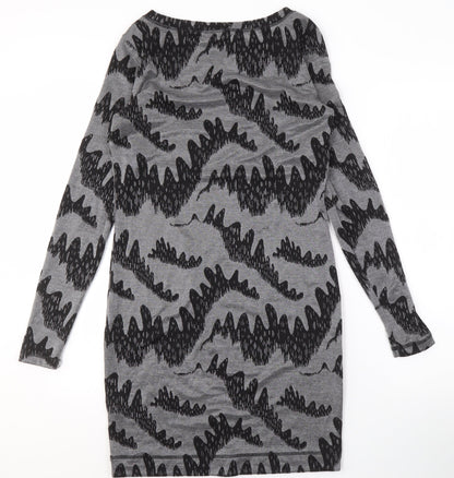French Connection Women's Grey Black Shift Dress Size 12
