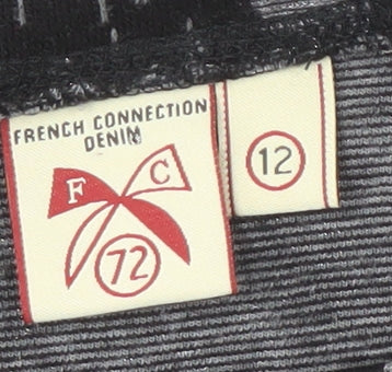 French Connection Women's Grey Black Shift Dress Size 12