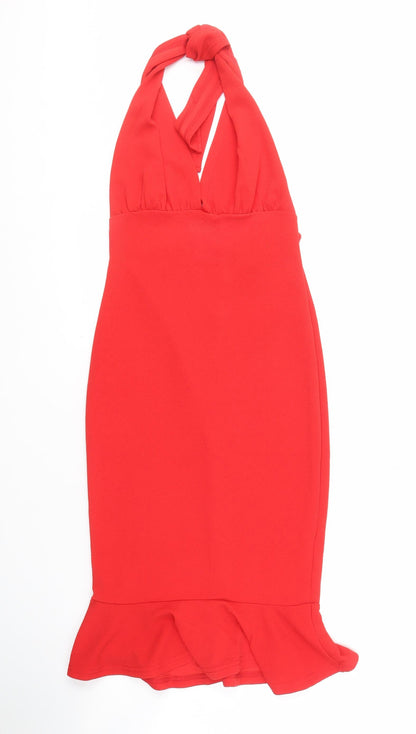Prey Women's Red Halter Dress Size 8