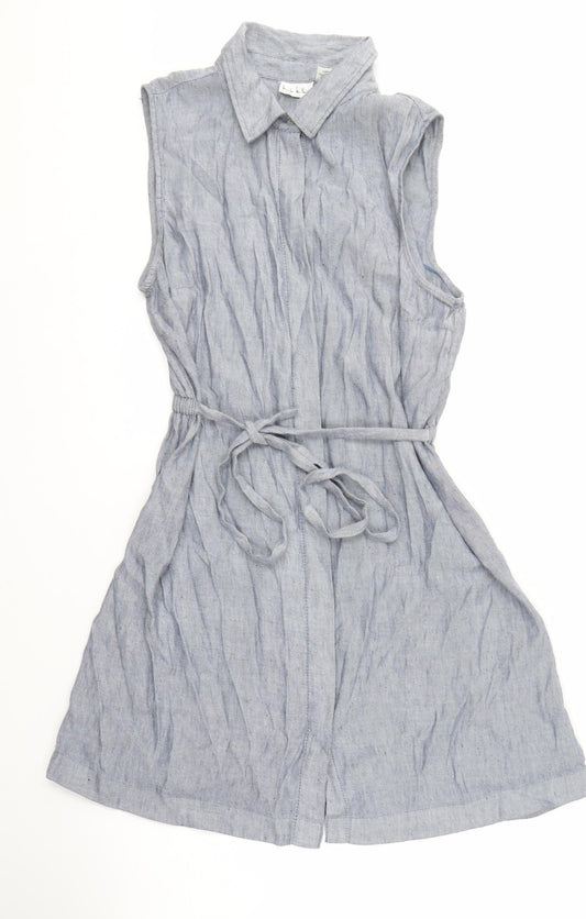 Nicole Miller Women's Blue Collared Shirt Dress Size 14