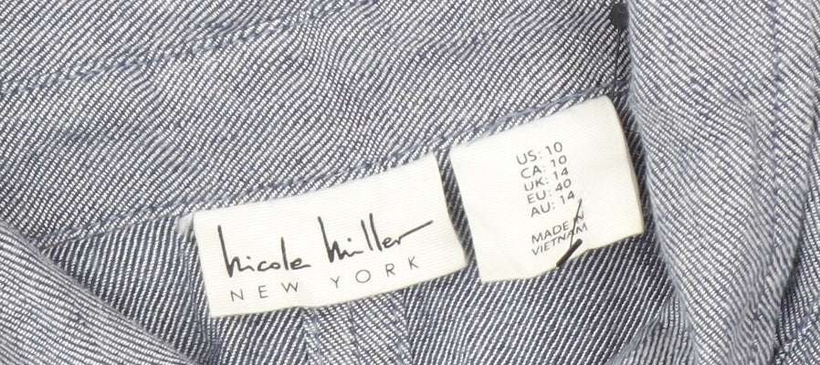 Nicole Miller Women's Blue Collared Shirt Dress Size 14