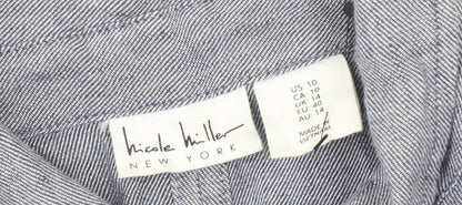 Nicole Miller Women's Blue Collared Shirt Dress Size 14