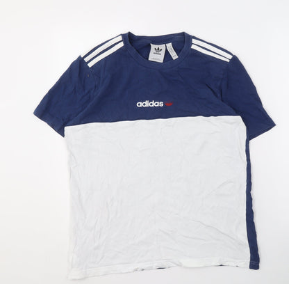 Adidas Men's Blue & White Colourblock T-Shirt S
