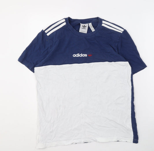 Adidas Men's Blue & White Colourblock T-Shirt S