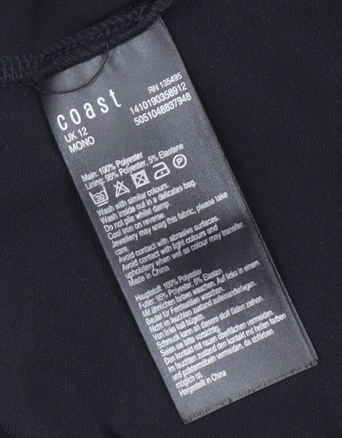 Coast Women's Black Floral Balloon Sleeve Blouse - Size 12