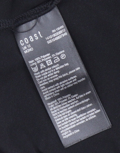 Coast Women's Black Floral Balloon Sleeve Blouse - Size 12