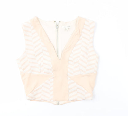 Womens UK Size 6 River Island Beige Cropped Blouse