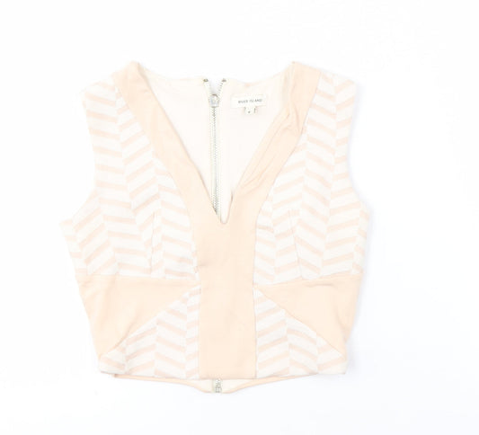 Womens UK Size 6 River Island Beige Cropped Blouse