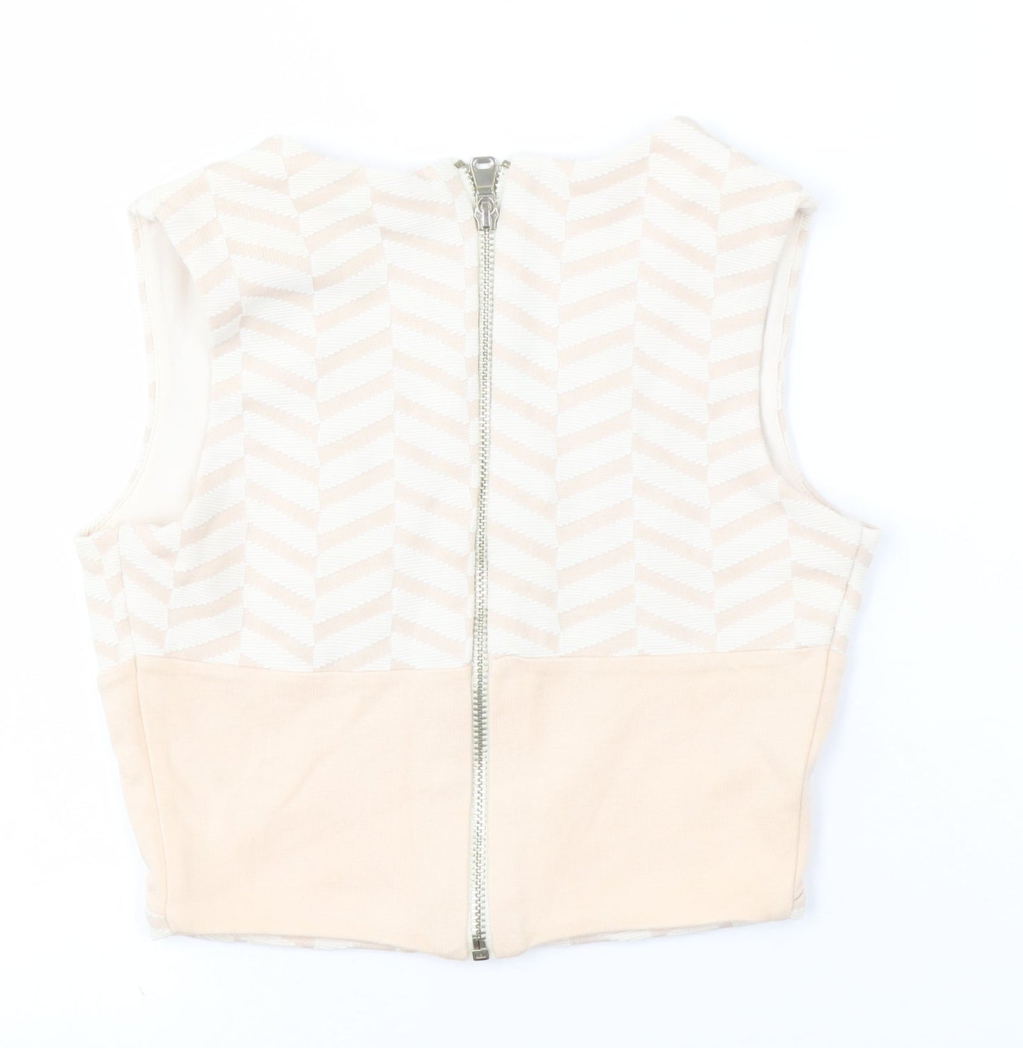 Womens UK Size 6 River Island Beige Cropped Blouse