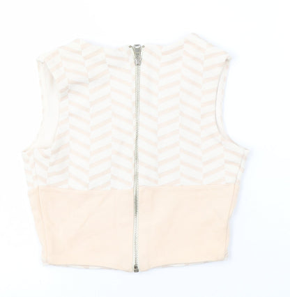 Womens UK Size 6 River Island Beige Cropped Blouse