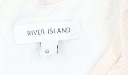 Womens UK Size 6 River Island Beige Cropped Blouse