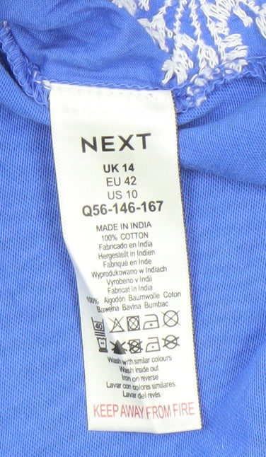 Womens UK Size 14 NEXT Blue Basic Blouse