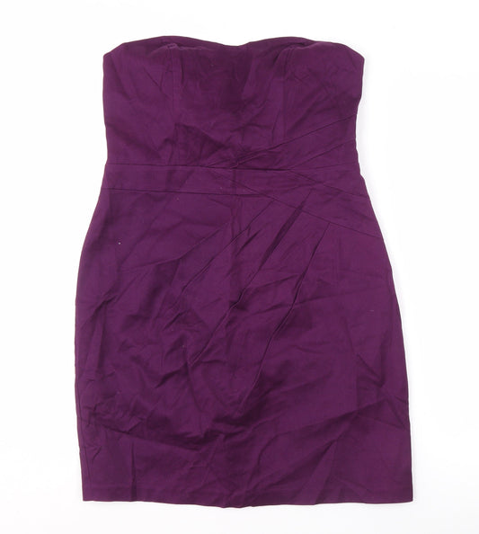 Oasis Purple Bodycon Women's Strapless Dress, Size 14