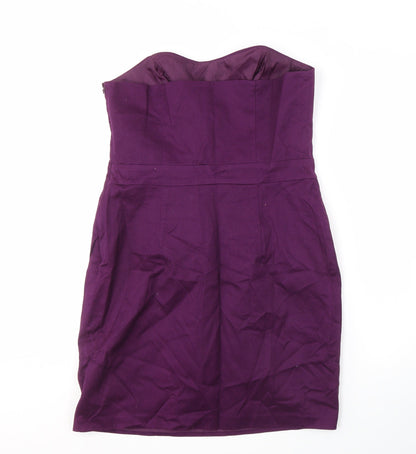 Oasis Purple Bodycon Women's Strapless Dress, Size 14