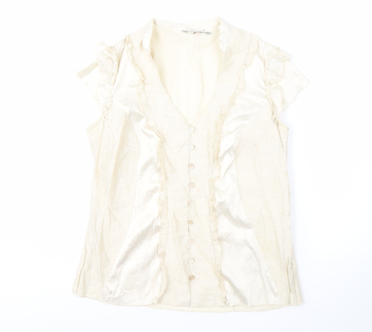 Per Una Women's Ivory Blouse, Size 12, V-Neck Flutter Sleeve