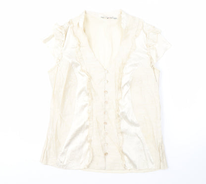 Per Una Women's Ivory Blouse, Size 12, V-Neck Flutter Sleeve