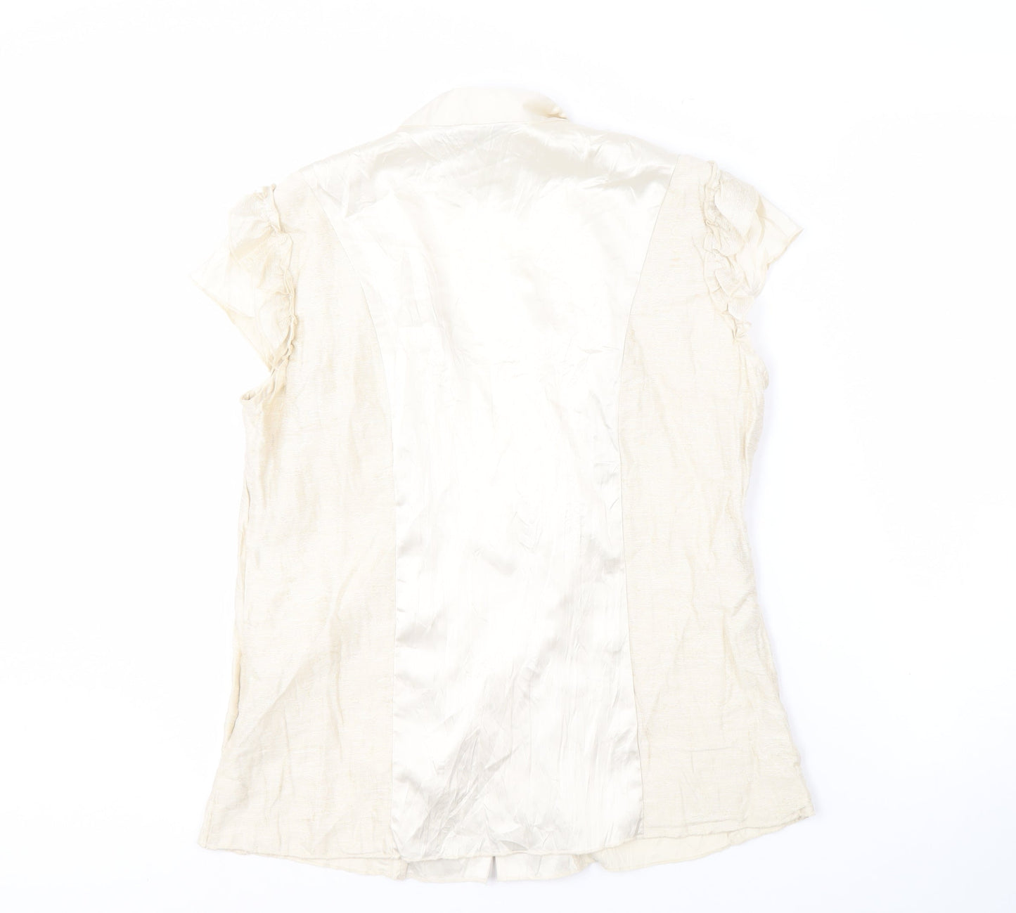 Per Una Women's Ivory Blouse, Size 12, V-Neck Flutter Sleeve