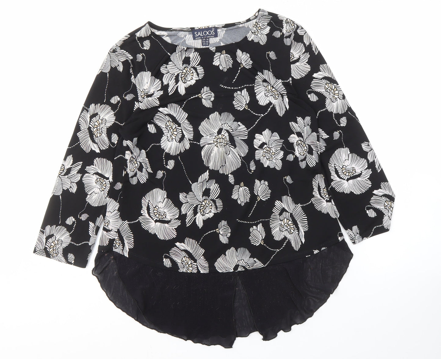 Womens UK Size 14 Saloos Black Tunic Blouse