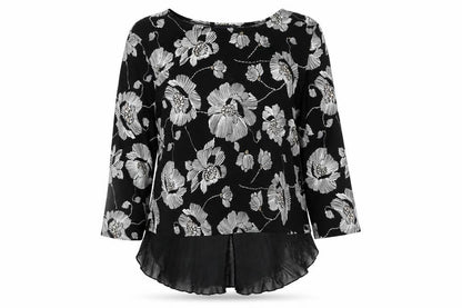 Womens UK Size 14 Saloos Black Tunic Blouse