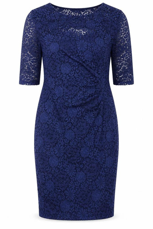 Yumi Women's Blue Lace Dress Size 12 with Short Sleeves