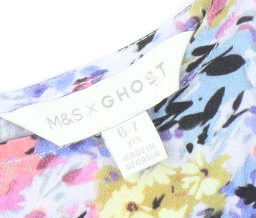Marks and Spencer Girls Multicoloured Floral Dress 6-7 Years