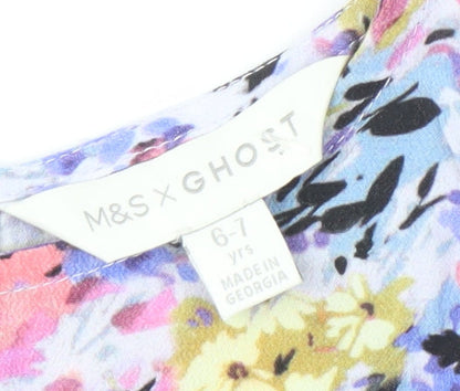Marks and Spencer Girls Multicoloured Floral Dress 6-7 Years