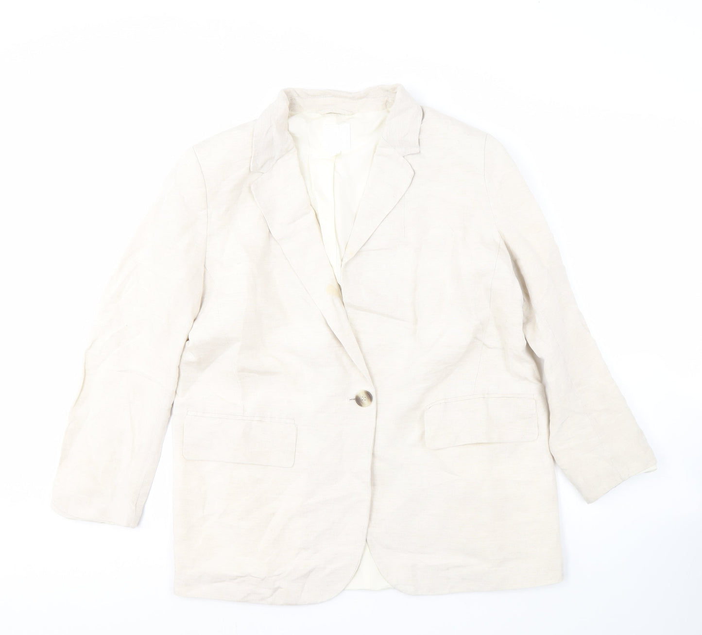 H&M Women's Ivory Linen Blazer Size 8