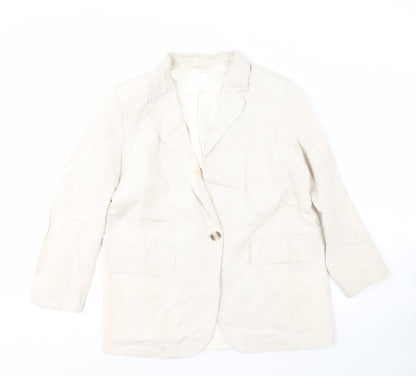 H&M Women's Ivory Linen Blazer Size 8